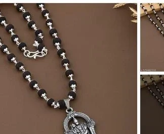 Lord Murgan Karungali Silver Plated Mala (Necklace) (Temple Dance Jewellery)