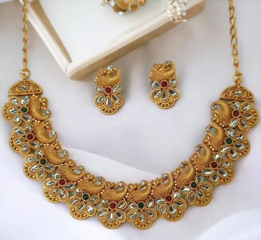 Trendy Necklace Sets Matching Earring Gurukrupa Jewels (Temple Dance Jewellery) - Image 2