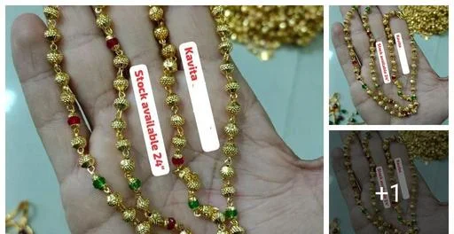 Jewellery One Gram Gold Gold Plated Copper Latest Designer Neck Chain Me... (Temple Dance Jewellery)