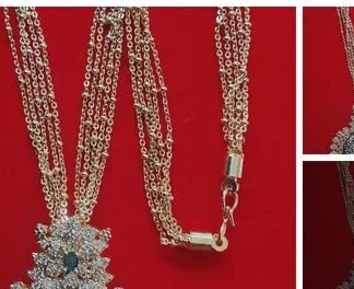 One Gram Gold Microplated Cz Pendant Five Line Chain (Temple Dance Jewellery)