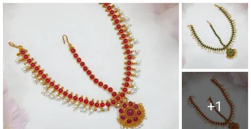 Kempu Stone Adorned Gold Plated Mathapatti