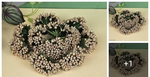 12 Bunch Artificial Pollen Flower Perfect Tiara Making Flowers Bouquet H... (Temple Dance Jewellery)