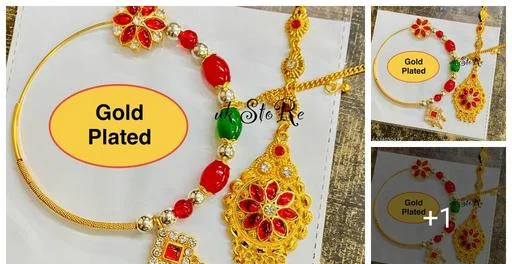 Plain Type Nath Matching Maangteeka (Temple Dance Jewellery)