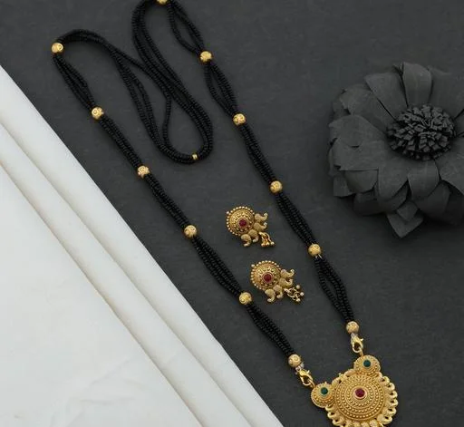 Mangalsutra Gold Mangalsutra Set Mangalsutra Earring (Temple Dance Jewellery) - Image 2