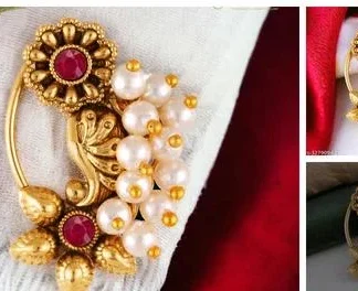 Press Nath Nathiya Vfj Premium Quality Traditional Bridal Wear Pearl Sto... (Temple Dance Jewellery)