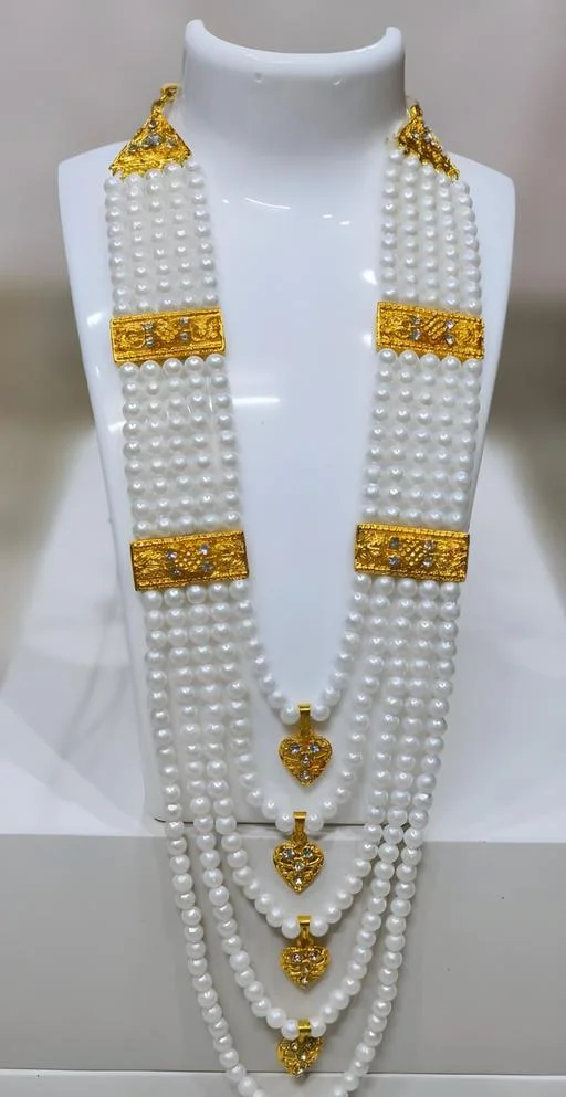 Designer Dulha Mala (Necklace) Haar Men Pearl Wedding Necklace Jewellery... (Temple Dance Jewellery) - Image 2
