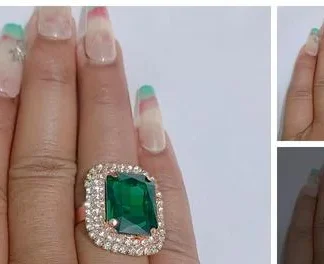 Green Stone Golden Zircon Diamond Design (Temple Dance Jewellery)