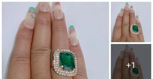 Green Stone Golden Zircon Diamond Design (Temple Dance Jewellery)