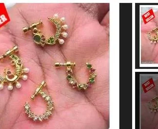 Combo 4 Pcs Nose Pin Stud Cz Stones Pressing Nath Screw (Temple Dance Jewellery)