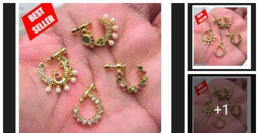 Combo 4 Pcs Nose Pin Stud Cz Stones Pressing Nath Screw (Temple Dance Jewellery)