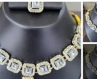 Royal Kundan Square Cut Jewelry Set (Temple Dance Jewellery)