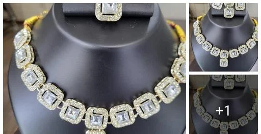 Royal Kundan Square Cut Jewelry Set (Temple Dance Jewellery)