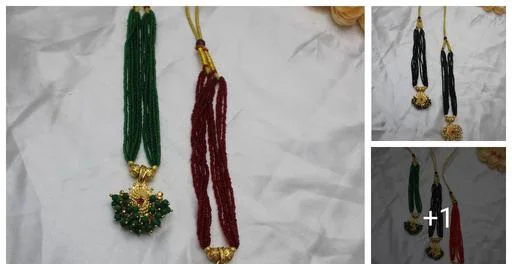 Trending Gold Plated Black Green Red Beautiful Traditional Mangalsutra L... (Temple Dance Jewellery)