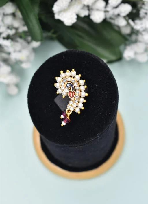 Marathi Nathmaharastrian Style Pressed Nosepin N (Temple Dance Jewellery) - Image 2