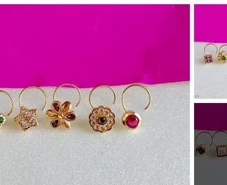 Stylish Baby Gold Plated Nose Ring Combo Special Price (Temple Dance Jewellery)