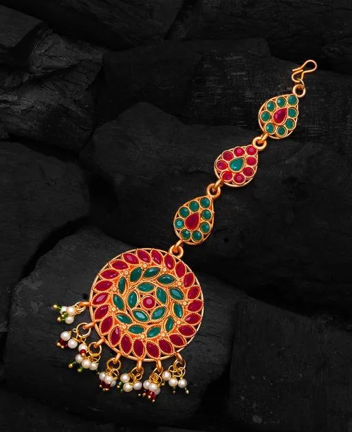 Twinkling Glittering Maangtika (Temple Dance Jewellery) - Image 2