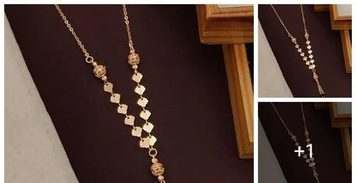 Monzista Ad Gold Plated Mangalsutra Pendant Chain Earrings (Temple Dance Jewellery)