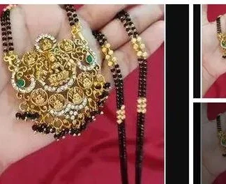 Ashtalakshmi Mangalsutramm Long Lakshmi Chain Black Beads (Temple Dance Jewellery)