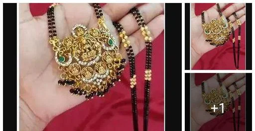 Ashtalakshmi Mangalsutramm Long Lakshmi Chain Black Beads (Temple Dance Jewellery)