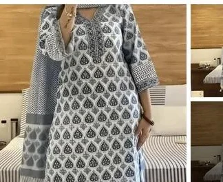 Cotton Blend Women Kurti With Dupatta