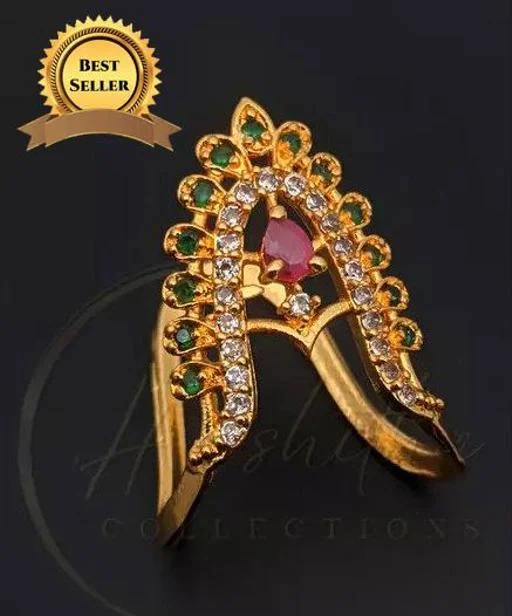 Vanki Ring Traditional Vankivangi Trendy Adjustable Micro Plated Ring Ad... (Temple Dance Jewellery) - Image 2