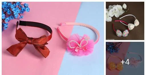Jewelzs Cross Knot Elastic Headbands Combo 2 Floral Polka Dot Hairbands ... (Temple Dance Jewellery)