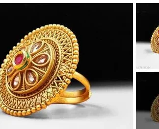 Mevas Jewellery Rajwadi Look Gold Plated Adjustable Finger Ring (Temple Dance Jewellery)