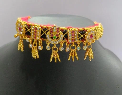 Jewar Mandi One Gram Gold Plated Necklace Tussi Rajasthani Rajputi Jewel... (Temple Dance Jewellery) - Image 2
