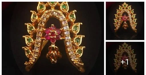 1 Gm Gram Gold Combo Trending Lakshmi Vanki Vangi Ring Pathnapu Ring Ung... (Temple Dance Jewellery)