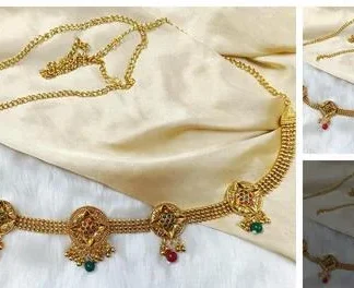 Ss Art Gold Platted Maroon Green Kamarband (Temple Dance Jewellery)
