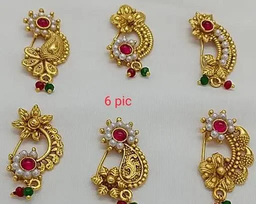 Gold Plated Nosepin Studs (Temple Dance Jewellery) - Image 2