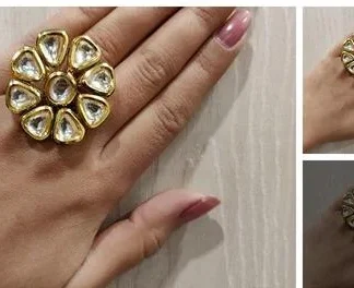 Kundan Ring Bridal Ring Wedding Ring Backside Meenakari (Temple Dance Jewellery)