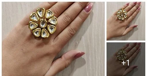 Kundan Ring Bridal Ring Wedding Ring Backside Meenakari (Temple Dance Jewellery)