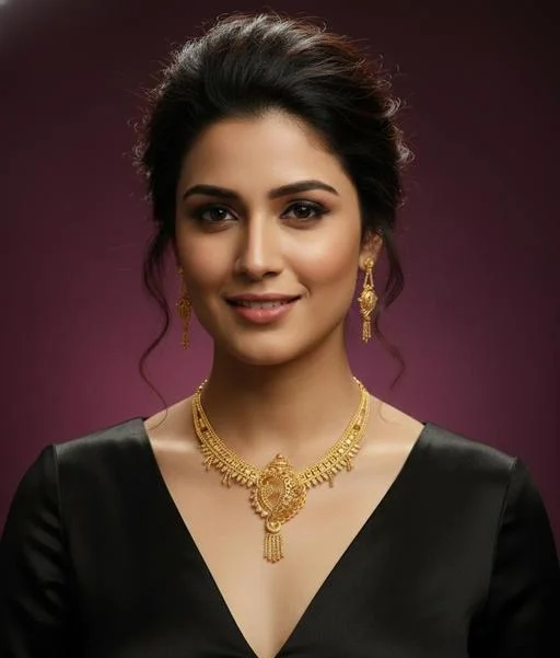 Ethnic Gold Plated Choker Jewellery Set Wedding Festive Wear Necklace Set (Temple Dance Jewellery) - Image 2
