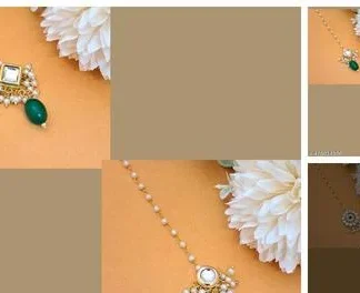 Remcart Gold Plated Traditional Crystal Kundan Matha Pattimaang Tikka Se... (Temple Dance Jewellery)