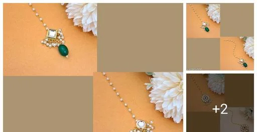 Remcart Gold Plated Traditional Crystal Kundan Matha Pattimaang Tikka Se... (Temple Dance Jewellery)