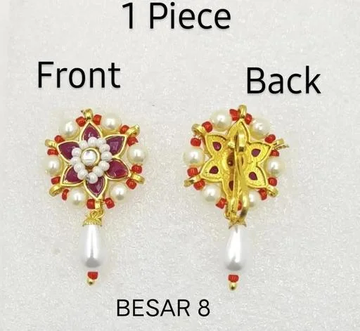 Classic Designer Bridal Royal Nosepin Nose Ring Pressed Nosepinbesarnath... (Temple Dance Jewellery) - Image 2