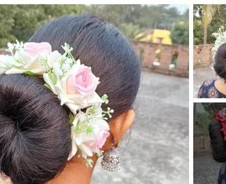 White Colour Velvet Rose Gajra Gypsy 1 (Temple Dance Jewellery)