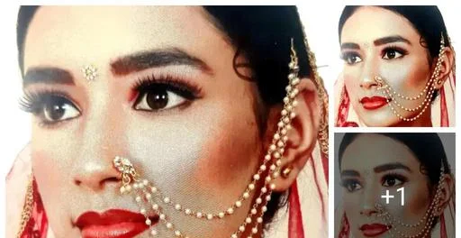 Trending Woman Nose Pin 3 Line (Temple Dance Jewellery)