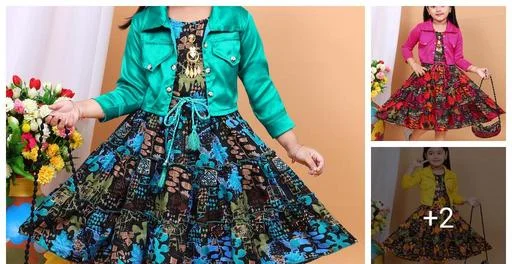 Polyester Fit And Flare Girls Frocks