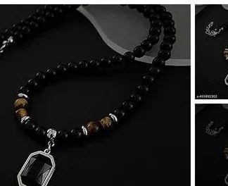 Men Pendant Pendant Men Lockets Men Boys Locket Lockets Him Black Moti M... (Temple Dance Jewellery)