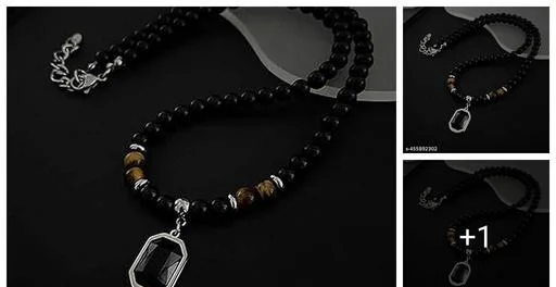 Men Pendant Pendant Men Lockets Men Boys Locket Lockets Him Black Moti M... (Temple Dance Jewellery)