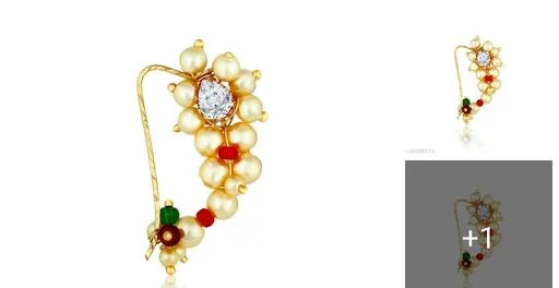 Meenaz Maharashtrian South Indian Traditional Pearl Golden Red Green Sto... (Temple Dance Jewellery)