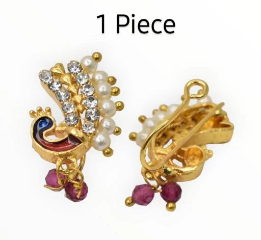 Classic Designer Bridal Royal Nosepin Nose Ring Pressed Nosepinbesarnath... (Temple Dance Jewellery) - Image 2