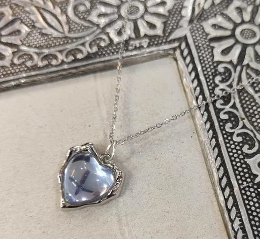 Silver Heart Necklace Classic Heart Shaped Sterling Silver Pendant Set P... (Temple Dance Jewellery) - Image 2