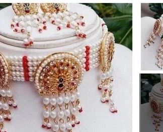Half Cut Ball Chain Choker Set Matching Earrings Jewellery Set (Temple Dance Jewellery)
