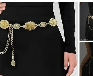 Syga Metal Waist Chain Traditional Round Motif Design Adjustable Ethnic ... (Temple Dance Jewellery)