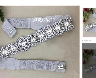 Armk Chain Stretchable Cloth White Kamarband Kamarpatta Silver Waist Bel... (Temple Dance Jewellery)