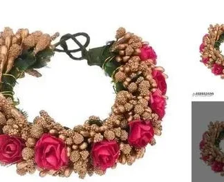 Artificial Flower Hair Veni Gajra Bridal Hair Accessories Set (Temple Dance Jewellery)