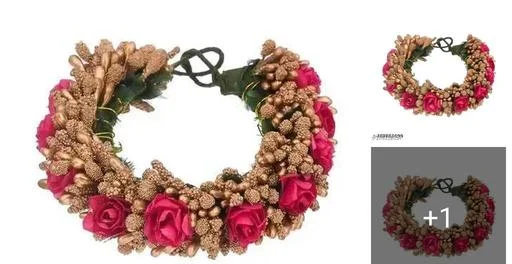 Artificial Flower Hair Veni Gajra Bridal Hair Accessories Set (Temple Dance Jewellery)